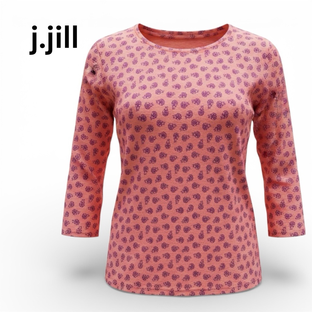 J. Jill Coral Floral 3/4 Sleeve Top